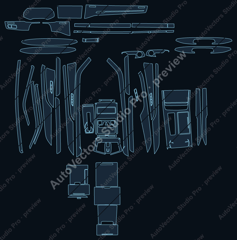 Audi A8 A8L 2021 precut interior protection film pattern – watermarked preview from the cutting software