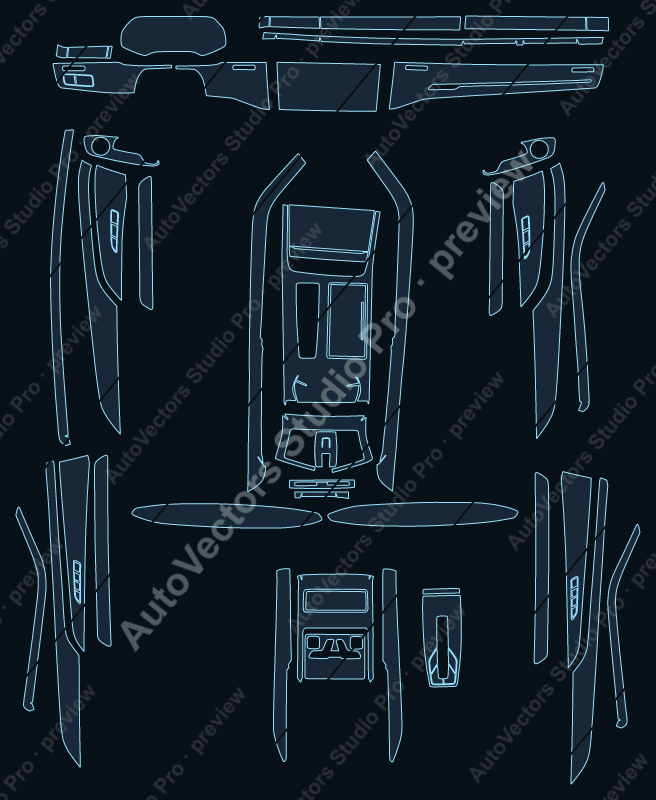 Audi A8 Base 2018 precut interior protection film pattern – watermarked preview from the cutting software