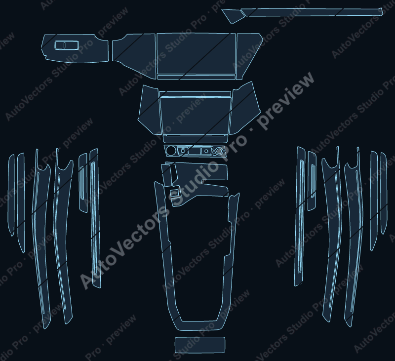 Audi e-tron Base 2019 precut interior protection film pattern – watermarked preview from the cutting software
