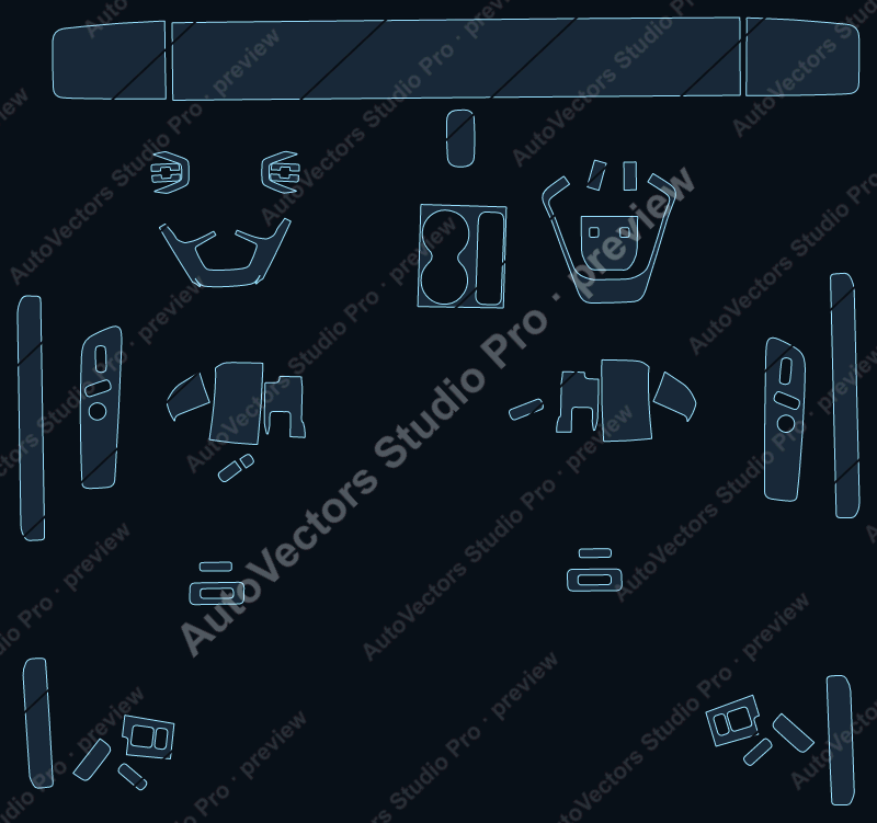 Audi E5 2026 sportback precut interior protection film pattern – watermarked preview from the cutting software
