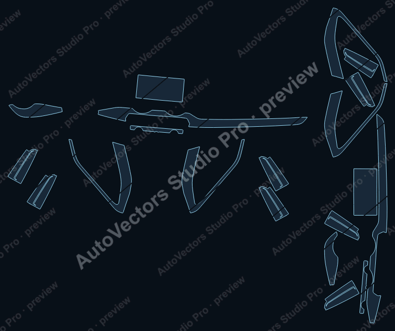 Audi Q2 Base 2016 precut interior protection film pattern – watermarked preview from the cutting software