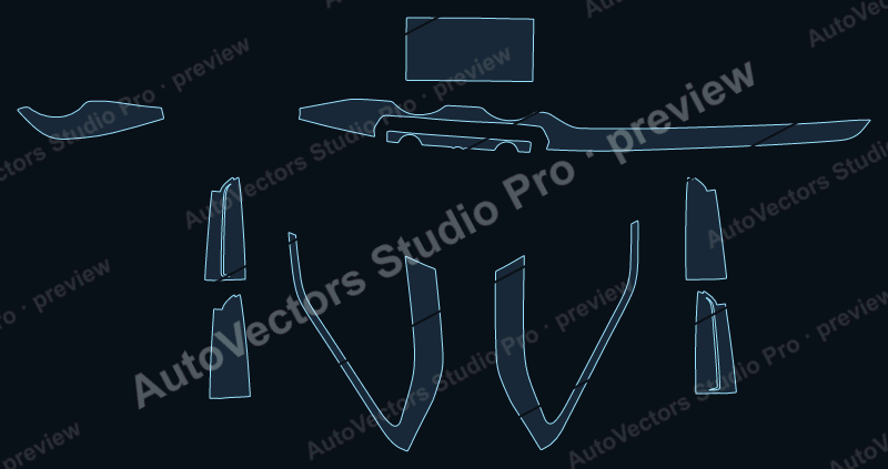 Audi Q2L Base 2018 precut interior protection film pattern – watermarked preview from the cutting software