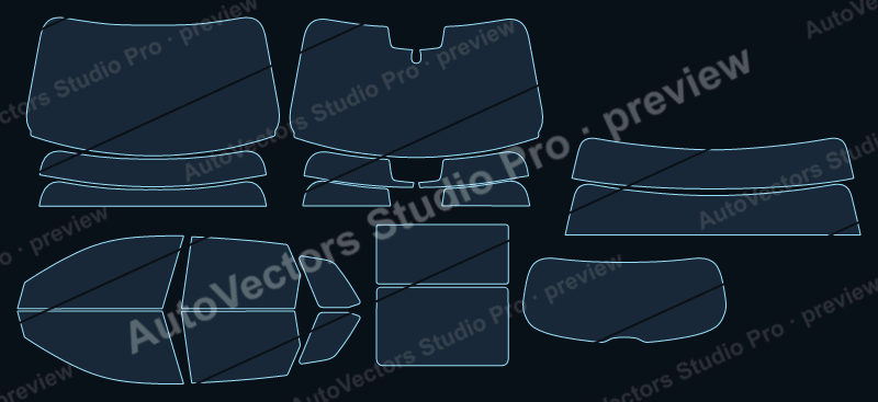 Audi Q3 2026 SUV precut window film pattern – watermarked preview from the cutting software