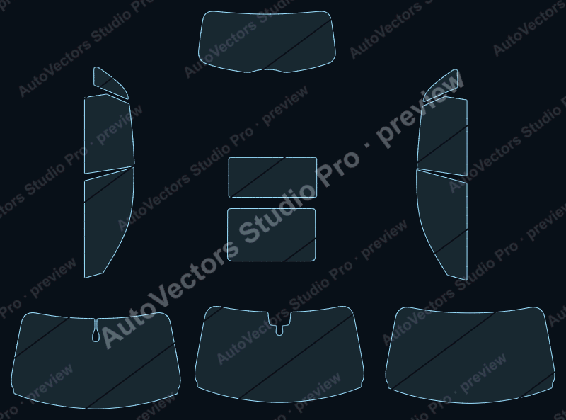 Audi Q3 2026 SUV precut window film pattern – watermarked preview from the cutting software