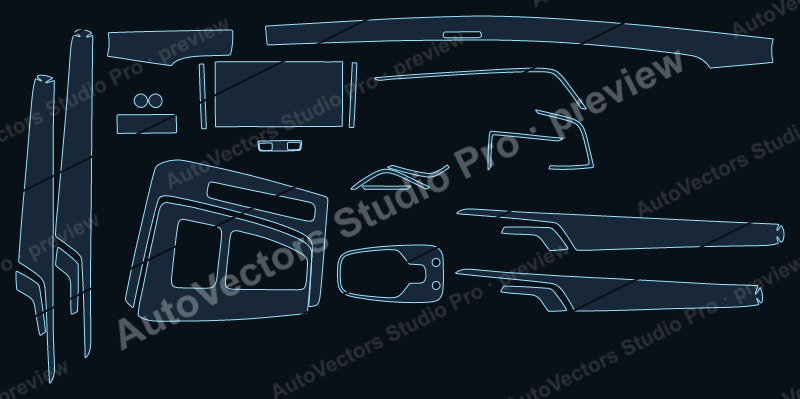 Audi Q3 Base 2021 precut interior protection film pattern – watermarked preview from the cutting software