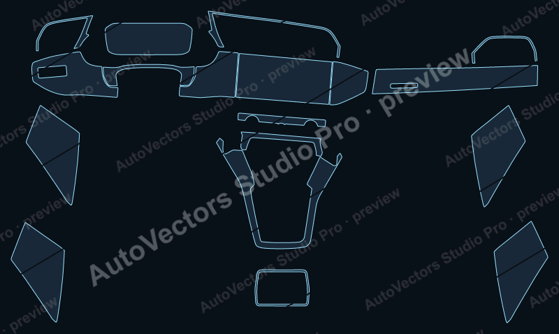 Audi Q3 Base 2021 SUV precut interior protection film pattern – watermarked preview from the cutting software