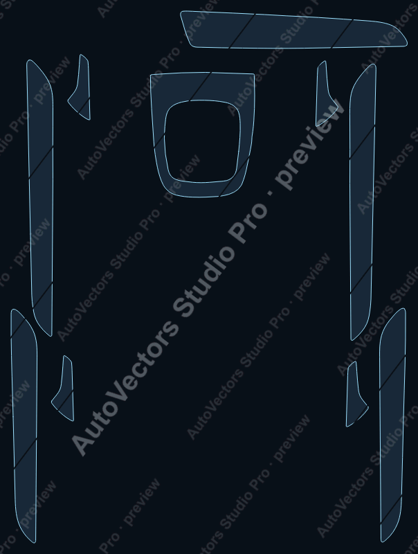 Audi Q3 S-Line 2015 precut interior protection film pattern – watermarked preview from the cutting software