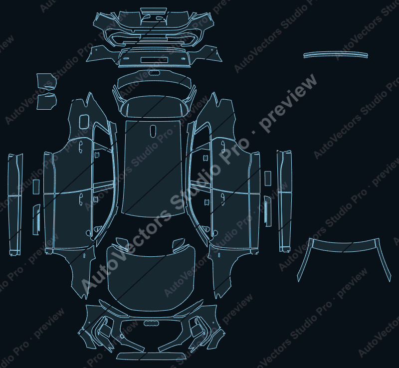 Audi Q3 S-Line 2026 precut PPF pattern – watermarked preview from the cutting software
