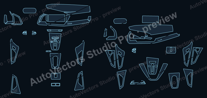 Audi Q4 e-tron Base 2022 precut interior protection film pattern – watermarked preview from the cutting software