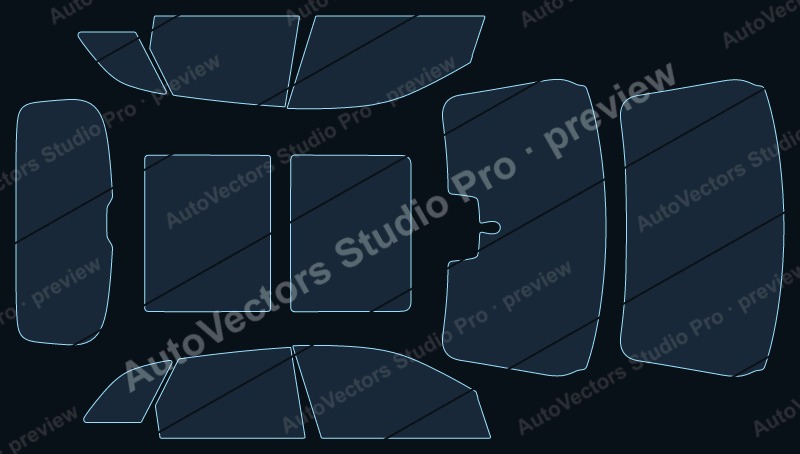 Audi Q5 2025 SUV precut window film pattern – watermarked preview from the cutting software