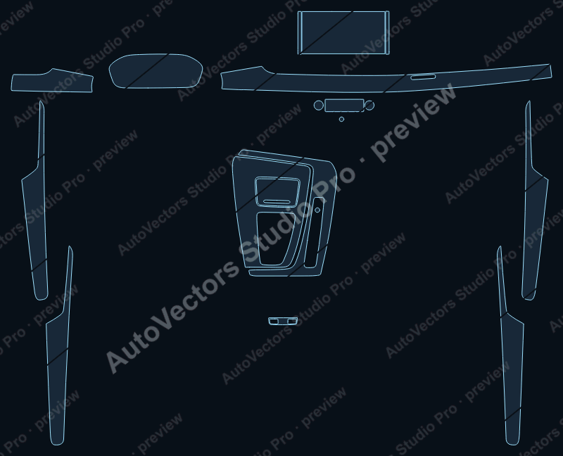 Audi Q5 Base 2021 precut interior protection film pattern – watermarked preview from the cutting software