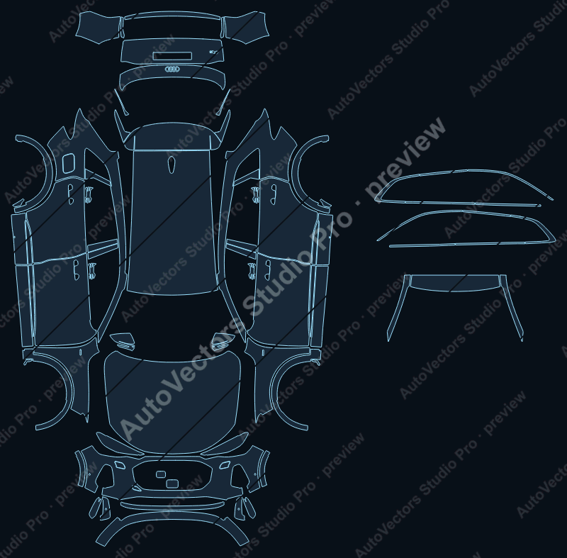Audi Q5 Base GU 2025 SUV precut PPF pattern – watermarked preview from the cutting software