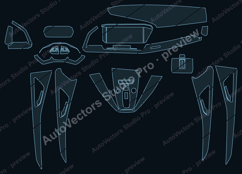 Audi Q5 e-tron 2022 precut interior protection film pattern – watermarked preview from the cutting software