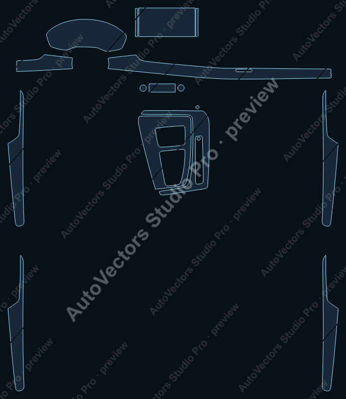 Audi Q5 S Line 2020 SUV precut interior protection film pattern – watermarked preview from the cutting software