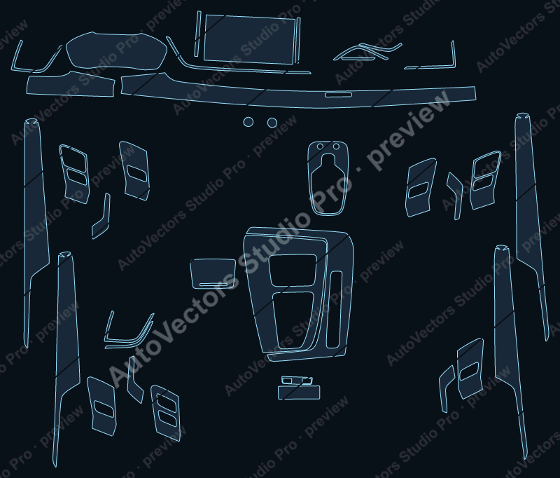 Audi Q5L 2021 sportback precut interior protection film pattern – watermarked preview from the cutting software