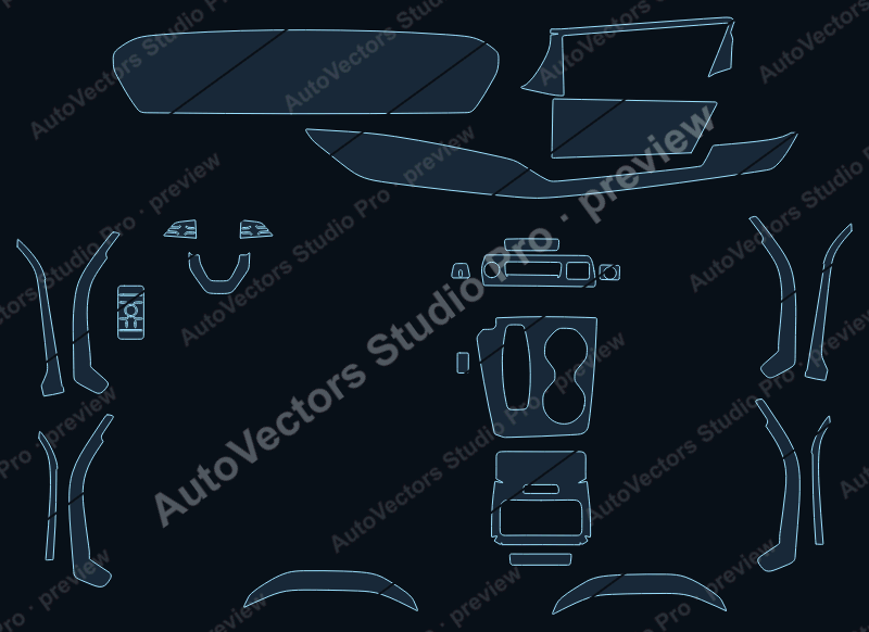 Audi Q5L 2026 SUV precut interior protection film pattern – watermarked preview from the cutting software