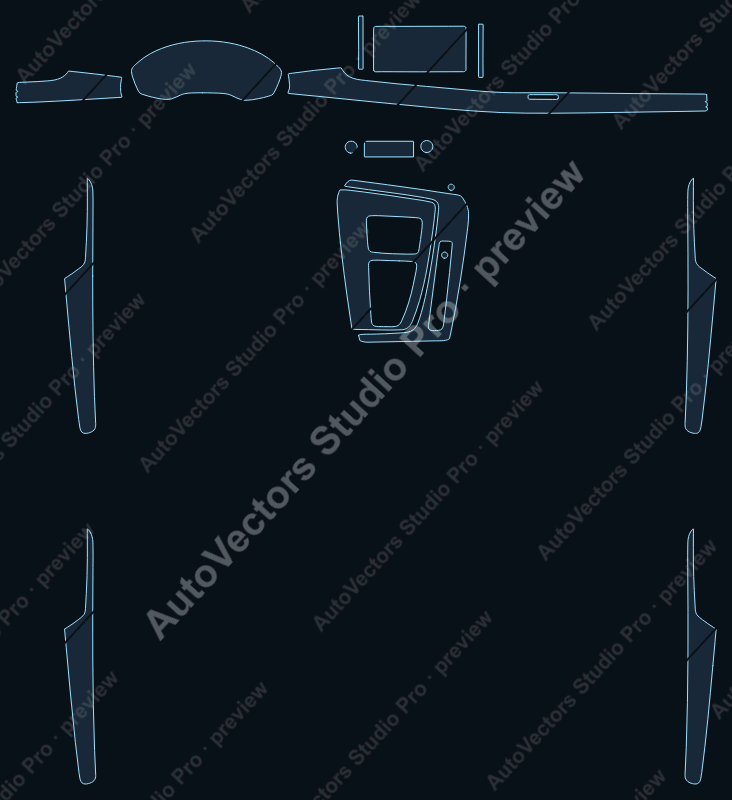 Audi Q5L Base 2018 precut interior protection film pattern – watermarked preview from the cutting software