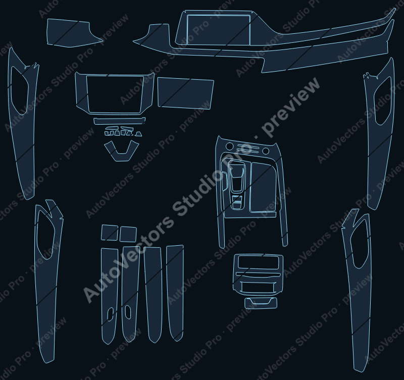 Audi Q6 Base 2022 precut interior protection film pattern – watermarked preview from the cutting software