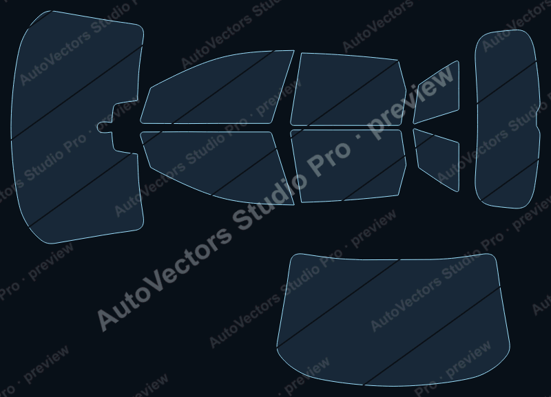 Audi Q6 e-tron Base 2024 precut window film pattern – watermarked preview from the cutting software