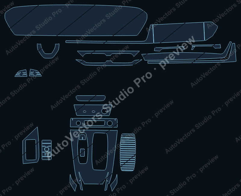 Audi Q6L e-tron 2025 precut interior protection film pattern – watermarked preview from the cutting software