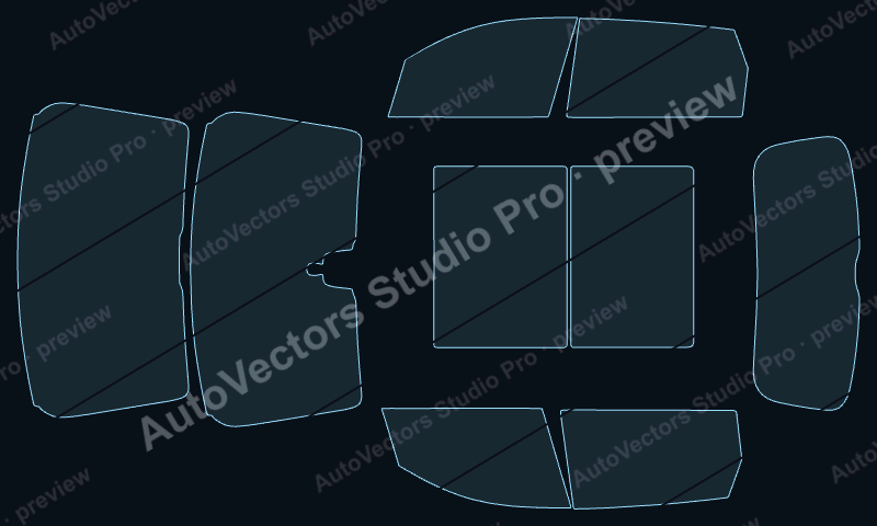 Audi Q7 2025 SUV precut window film pattern – watermarked preview from the cutting software