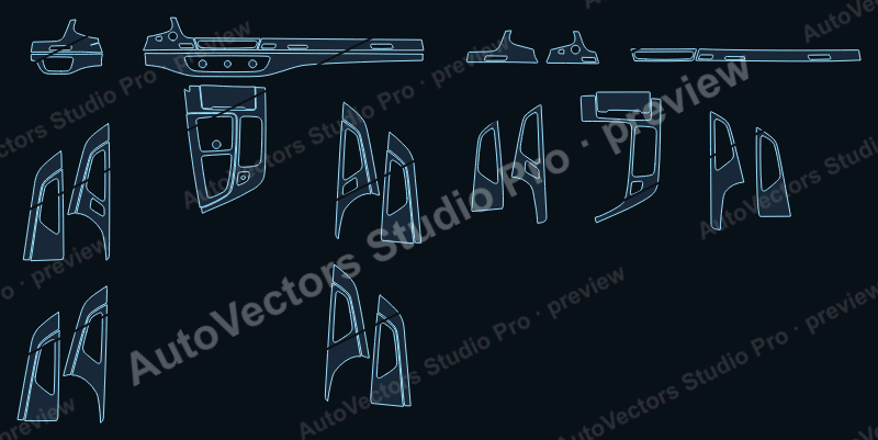Audi Q7 40 Tfsi 2016 precut interior protection film pattern – watermarked preview from the cutting software