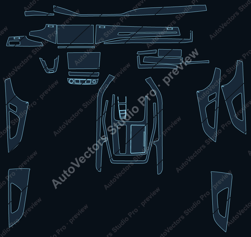 Audi Q7 Base 2021 precut interior protection film pattern – watermarked preview from the cutting software