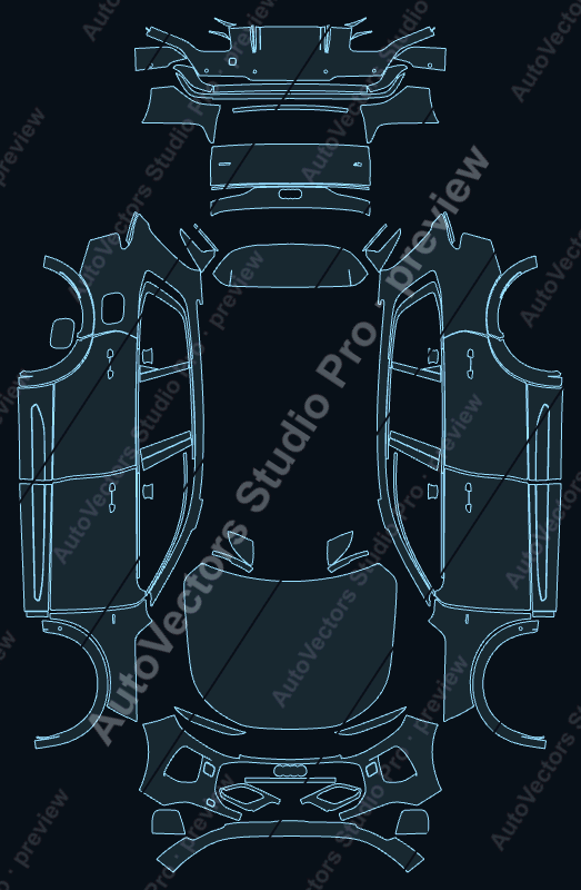 Audi Q7 S-Line 2027 precut PPF pattern – watermarked preview from the cutting software