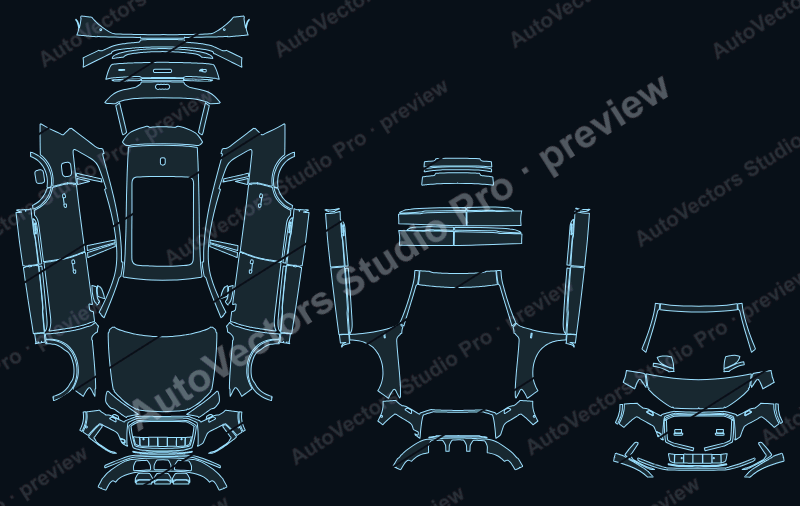 Audi Q7 S-Line Typ 4M 2020 SUV precut PPF pattern – watermarked preview from the cutting software