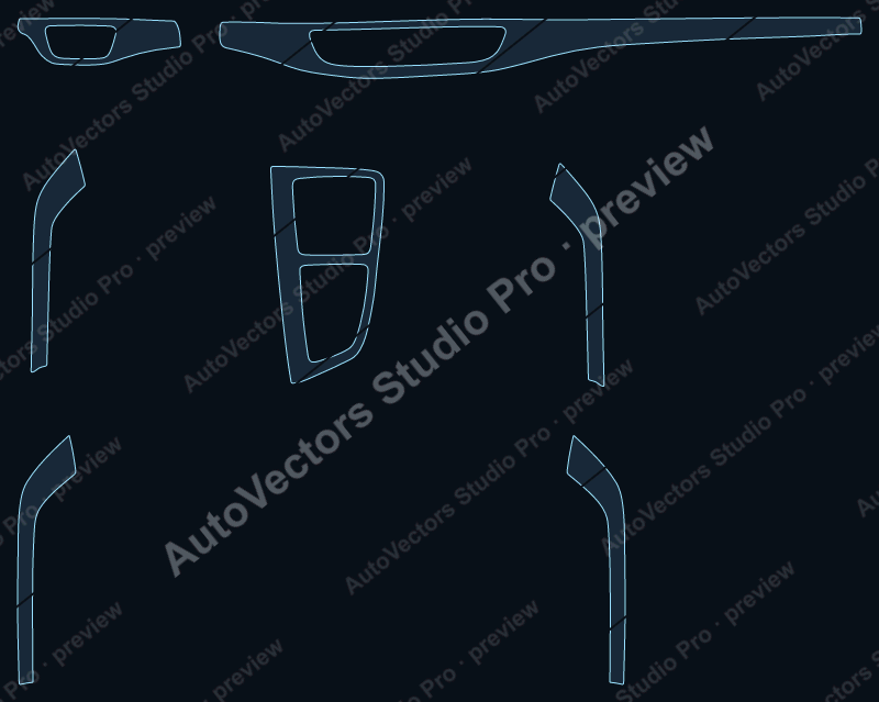 Audi Q7 Sline 2017 precut interior protection film pattern – watermarked preview from the cutting software