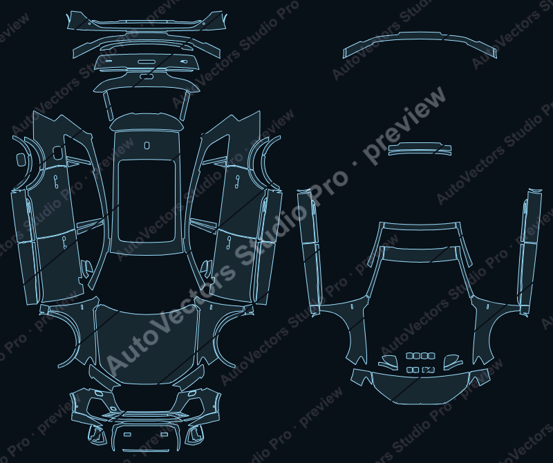 Audi Q7 Typ 4M 2024 SUV precut PPF pattern – watermarked preview from the cutting software