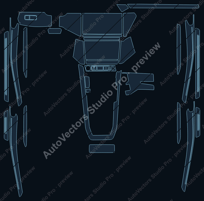 Audi Q8 e-tron 2023 sportback precut interior protection film pattern – watermarked preview from the cutting software