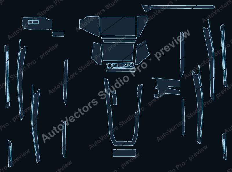 Audi Q8 e-tron Base 2024 precut interior protection film pattern – watermarked preview from the cutting software