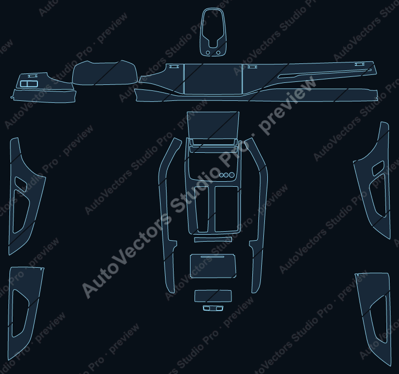 Audi Q8 S-Line 2018 precut interior protection film pattern – watermarked preview from the cutting software
