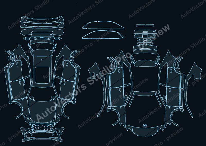 Audi Q8 S Line 4M 2024 SUV precut PPF pattern – watermarked preview from the cutting software