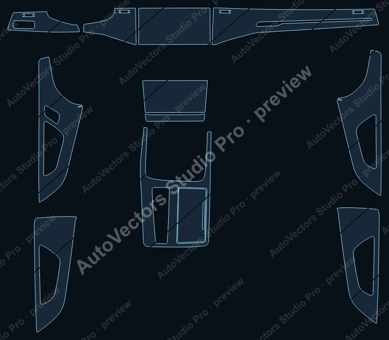 Audi Q8 Ver1 2019 precut interior protection film pattern – watermarked preview from the cutting software