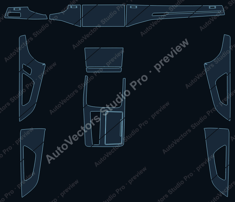 Audi Q8 Ver2 2019 precut interior protection film pattern – watermarked preview from the cutting software