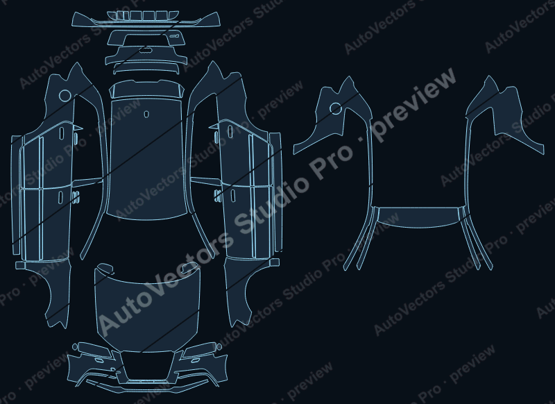 Audi RS 3 8PA Facelift 2011 sportback precut PPF pattern – watermarked preview from the cutting software