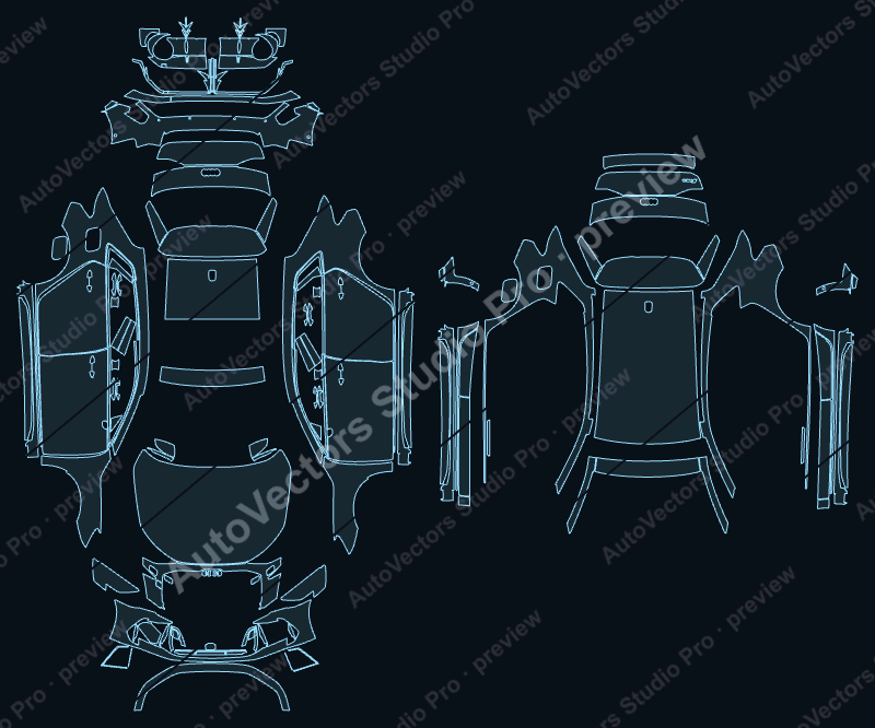Audi RS 3 8Y Facelift 2024 sportback precut PPF pattern – watermarked preview from the cutting software