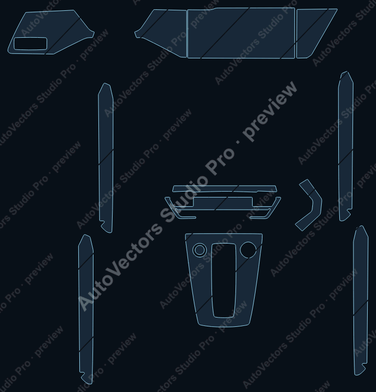 Audi RS 3 Base 2022 precut interior protection film pattern – watermarked preview from the cutting software