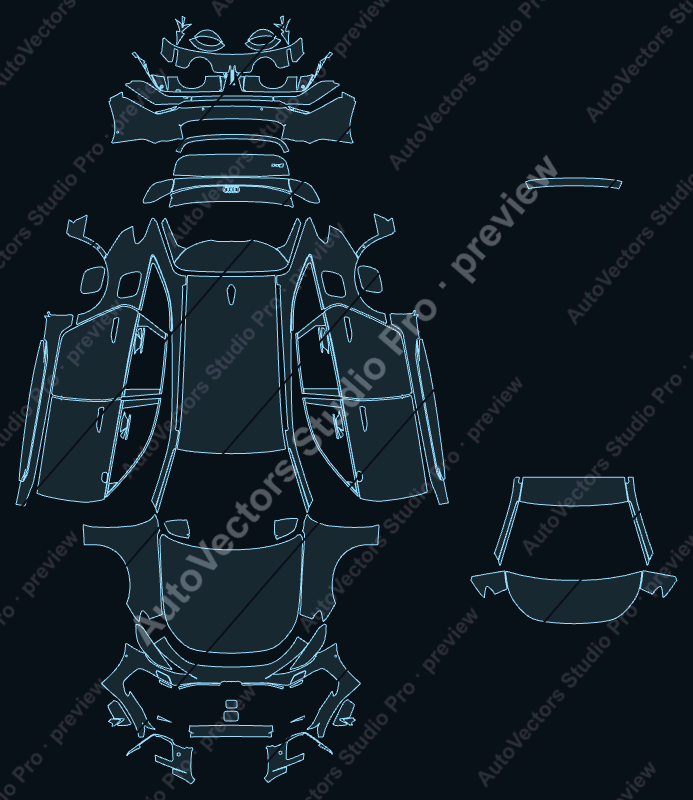 Audi RS 5 B10 2026 avant precut PPF pattern – watermarked preview from the cutting software