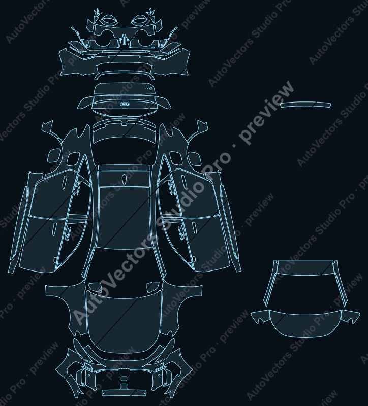 Audi RS 5 B10 Performance Vorsprung 2026 sedan precut PPF pattern – watermarked preview from the cutting software