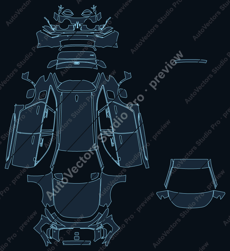 Audi RS 5 B10 Performance Vorsprung 2026 avant precut PPF pattern – watermarked preview from the cutting software