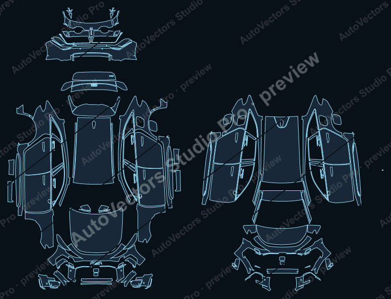 Audi RS 5 B10 Sport Package 2026 avant precut PPF pattern – watermarked preview from the cutting software