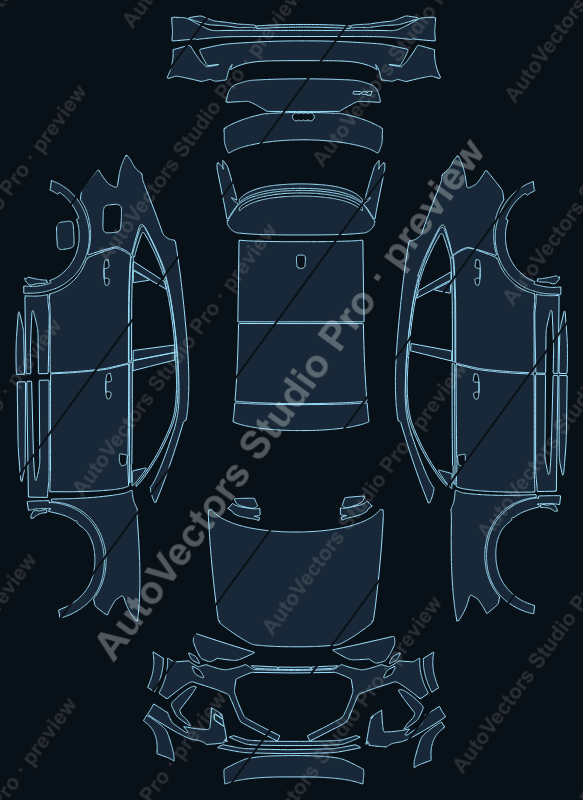 Audi RS Q3 F3 2019 sportback precut PPF pattern – watermarked preview from the cutting software