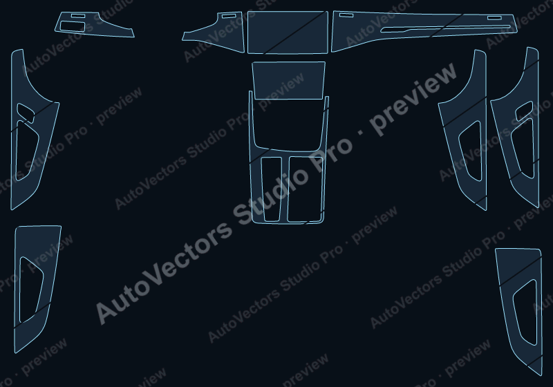 Audi RS Q8 Base 2025 precut interior protection film pattern – watermarked preview from the cutting software