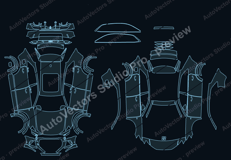 Audi RS Q8 Base 4M 2025 SUV precut PPF pattern – watermarked preview from the cutting software