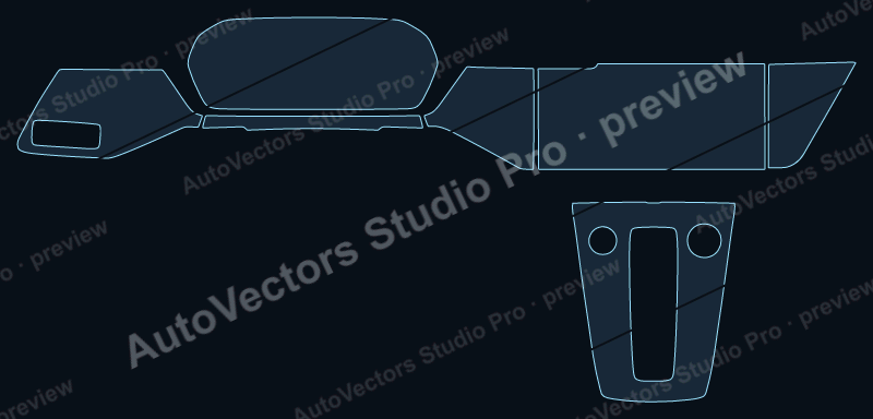 Audi RS3 2022 sedan precut interior protection film pattern – watermarked preview from the cutting software