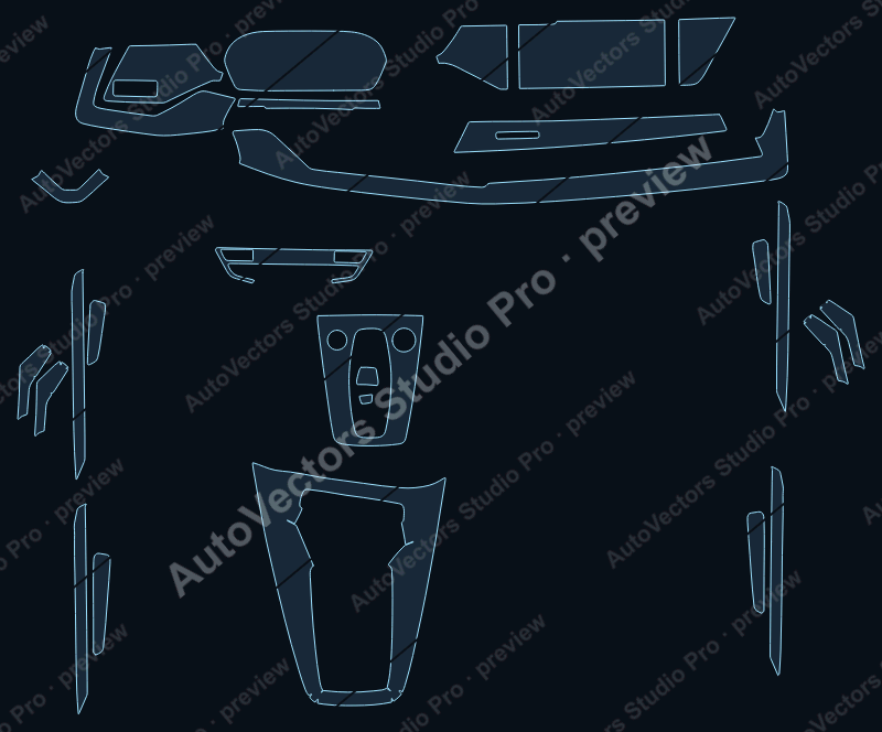 Audi RS3 Base 2025 precut interior protection film pattern – watermarked preview from the cutting software