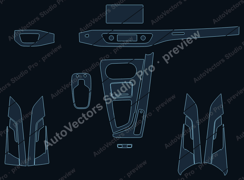 Audi RS4 2022 avant precut interior protection film pattern – watermarked preview from the cutting software